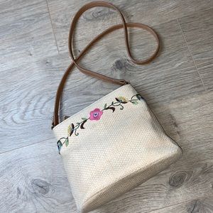 Fossil Vintage Woven Embroidered Floral Crossbody
